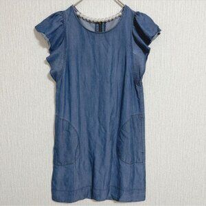 RieMiller Denim Dress with Frill Sleeves  Knee-Length Blue